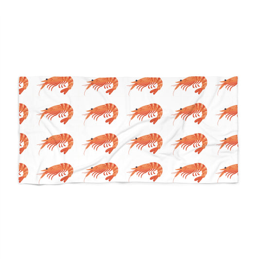 Shrimp Pattern Beach Towel – Nautical Coastal Summer Towel